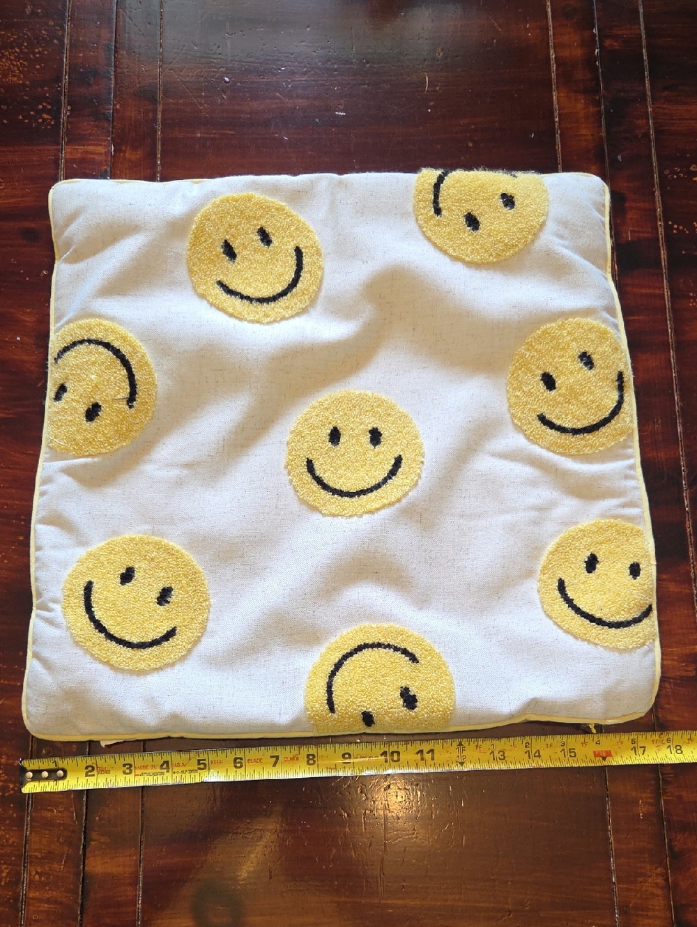 Smiley Face Yellow Accent Pillow Cover